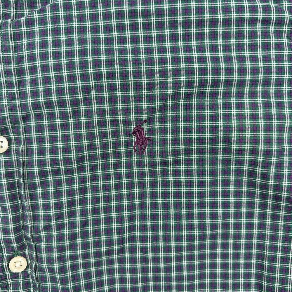 Ralph Lauren Button Down Shirt Kids‎ L 16/18 Green Plaid Long Sleeve Preppy